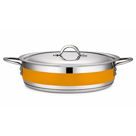 Bon Chef Country French 2 Pot W/Cover 12 3/8"  Dia X 3"  6 Qt - Orange 71030-CF2-O